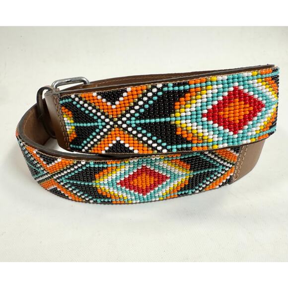 NWOT SAMBBOHO Hand Beaded BIARRITZ MEN'S BELT size S $130 - Picture 6 of 10